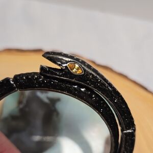Elegant Black Snake Bracelet with Clear Glass Eyes